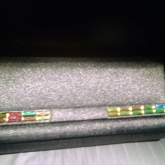 BORGHESE PRISMATIC CLUTCH BAG PURSE PRISM SATIN RAINBOW BAGUETTE PROM OCCASION - Picture 8 of 8